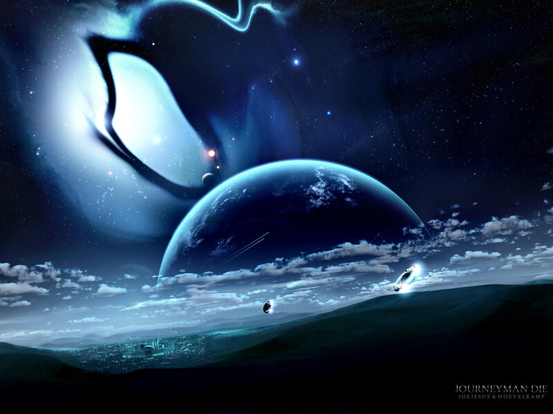 Cosmic journey over alien planet