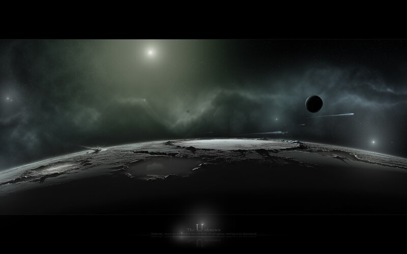 Cosmic landscape with distant planets