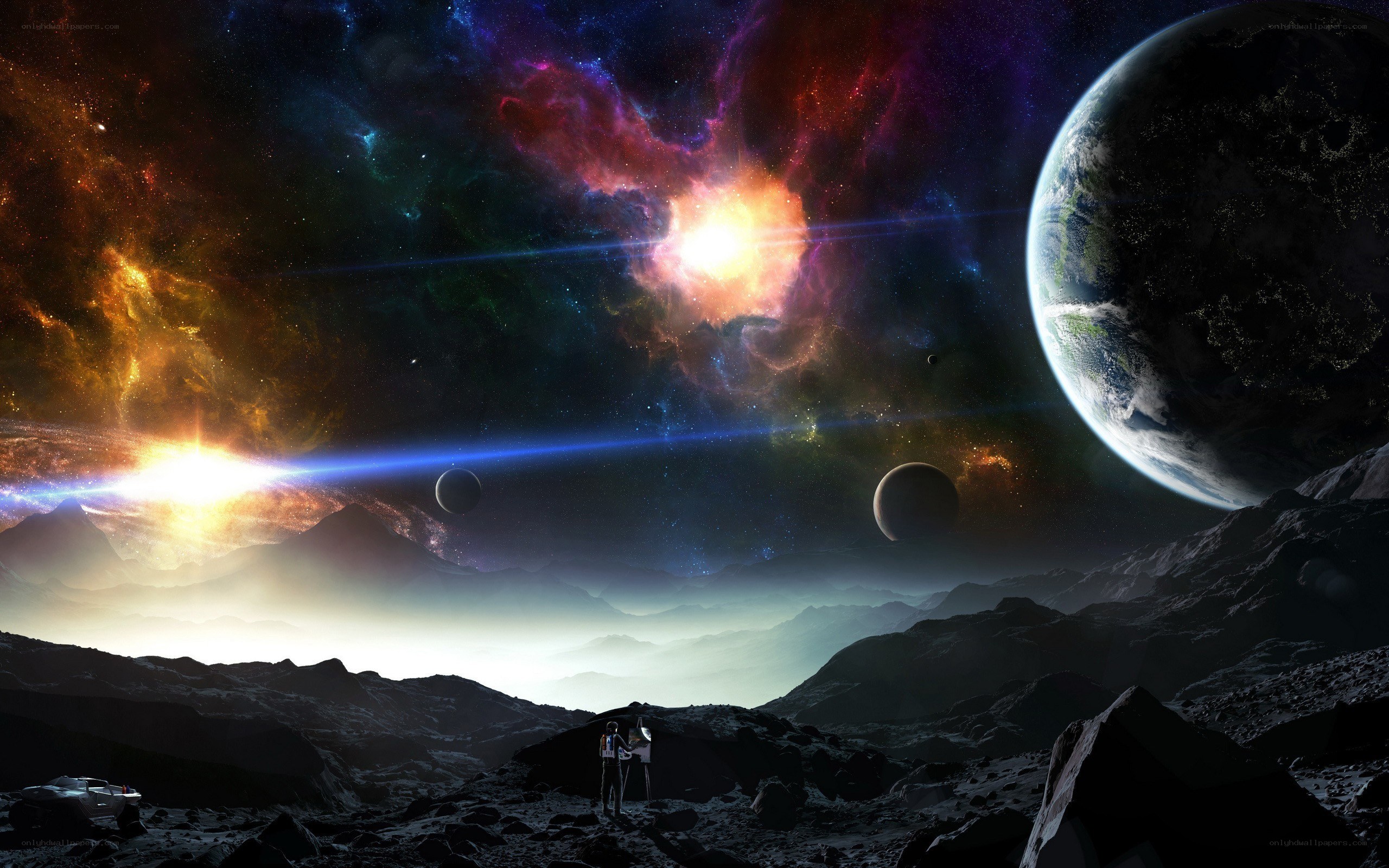 Cosmic landscape with Earth