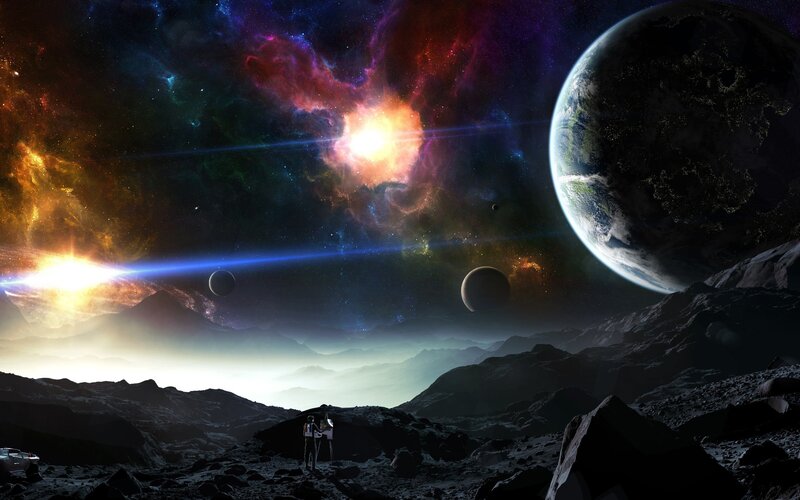 Cosmic landscape with Earth