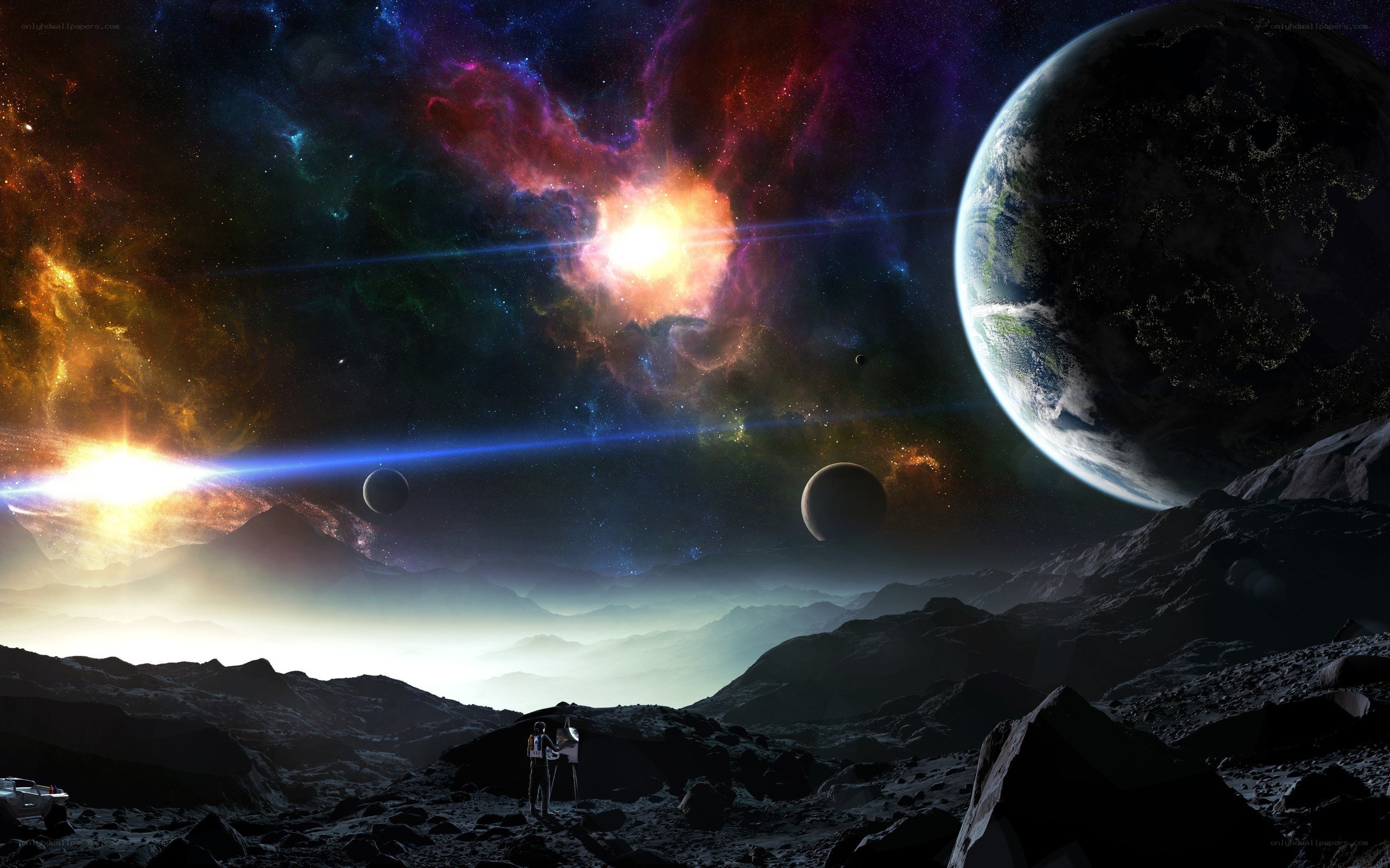 Cosmic landscape with Earth