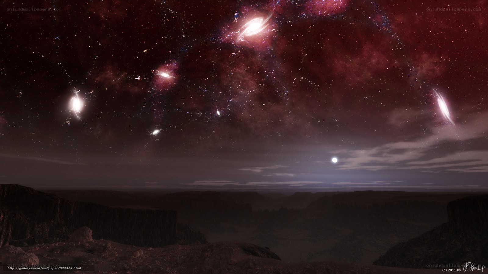 Cosmic landscape with galaxies