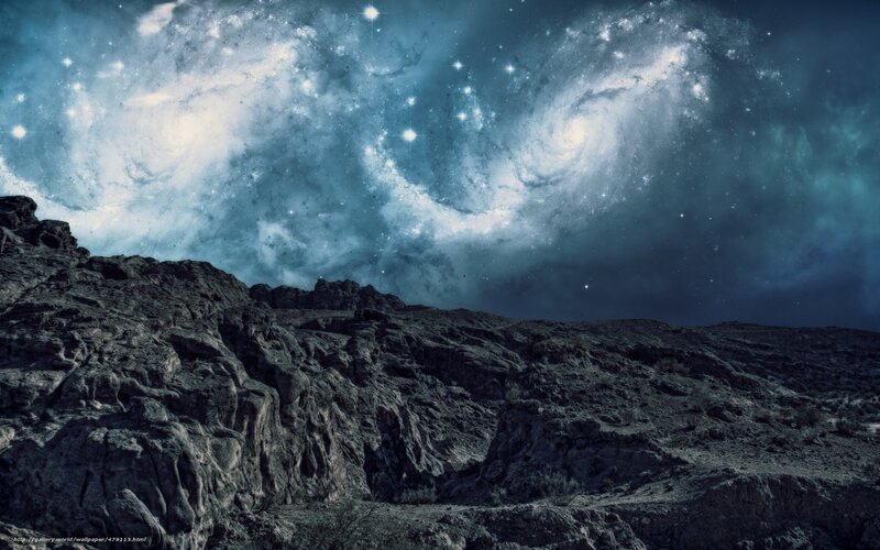 Cosmic landscape with galaxy