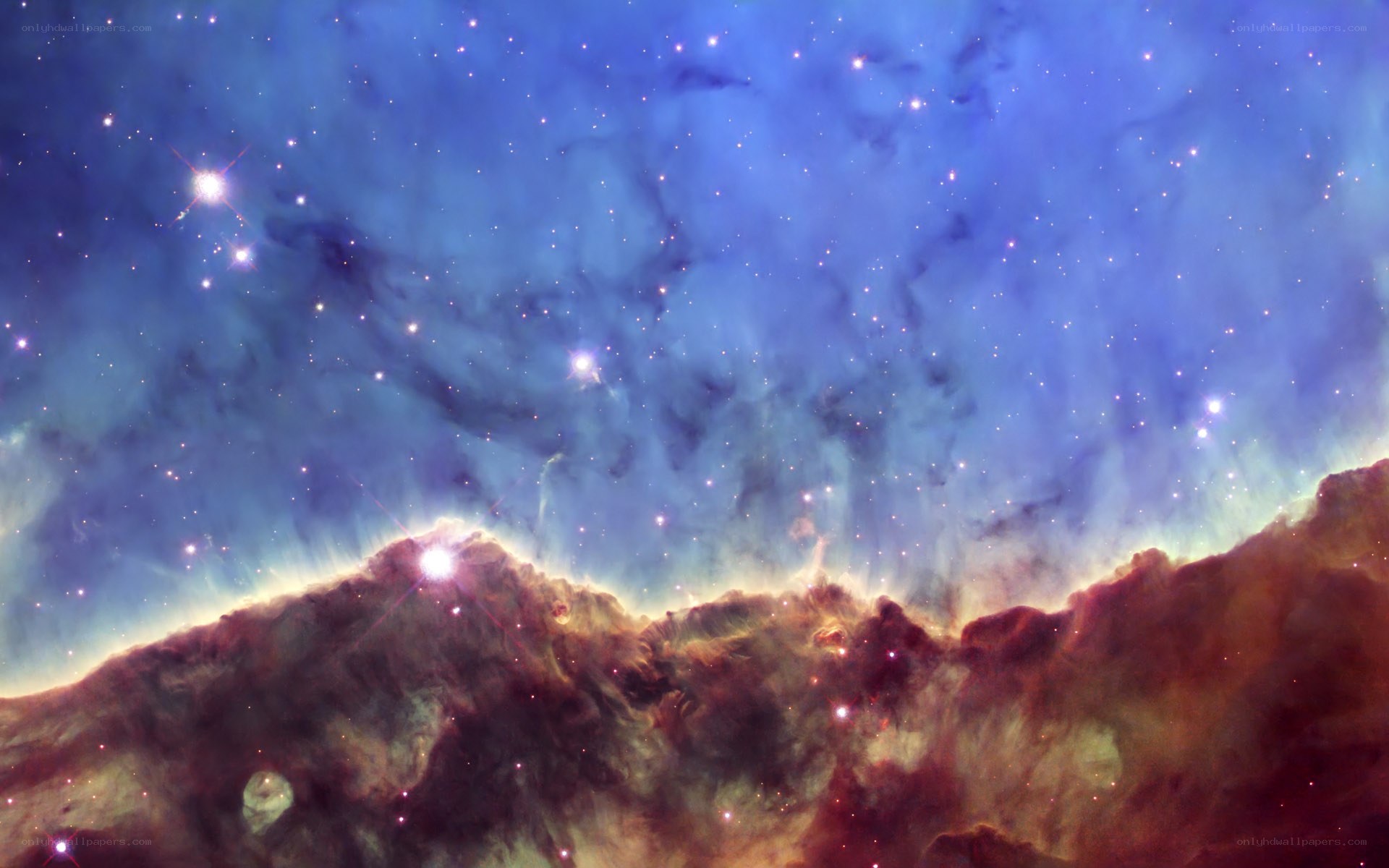 Cosmic landscape with nebula