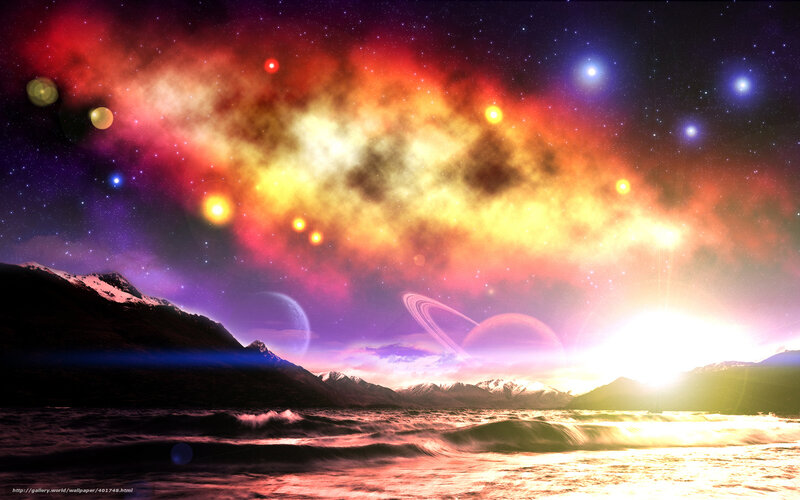 Cosmic landscape with nebula