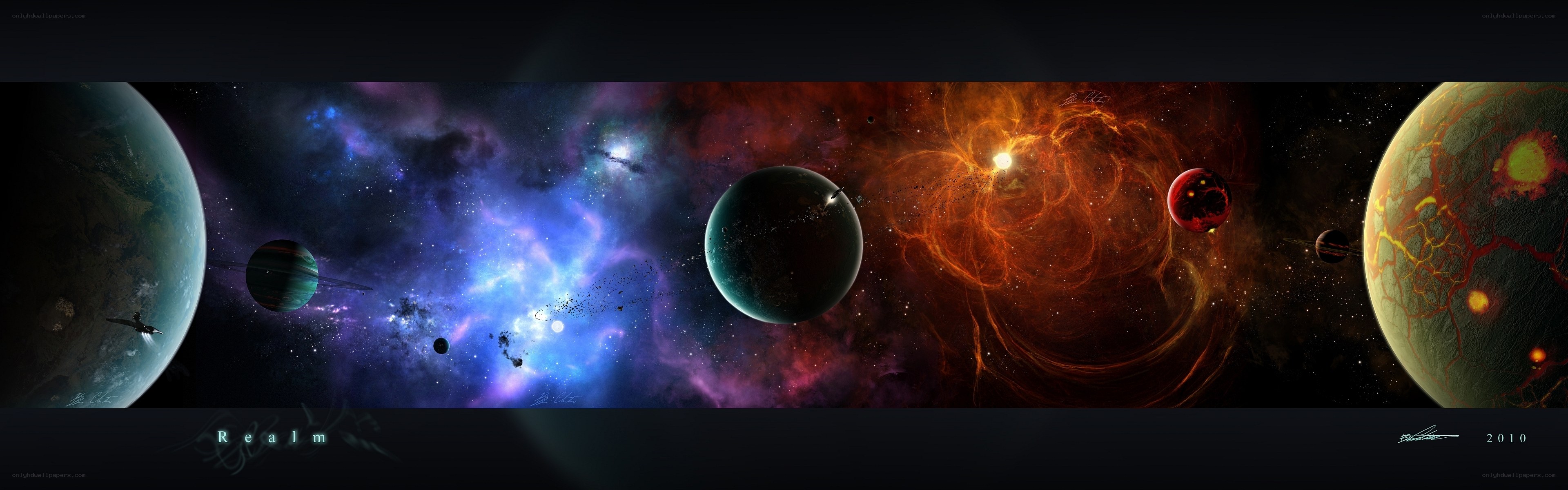 Cosmic landscape with planets