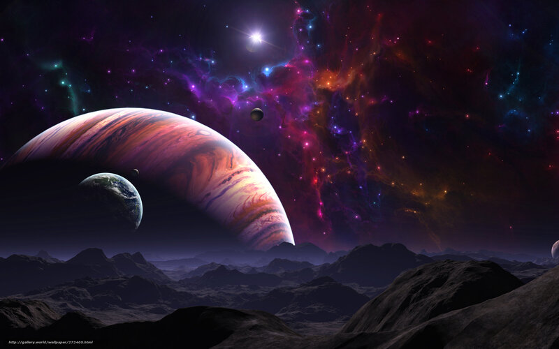 Cosmic landscape with planets