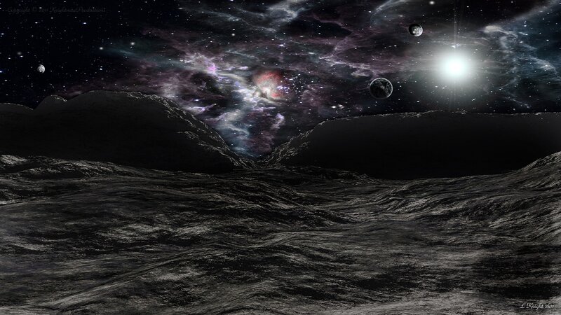 Cosmic landscape with planets
