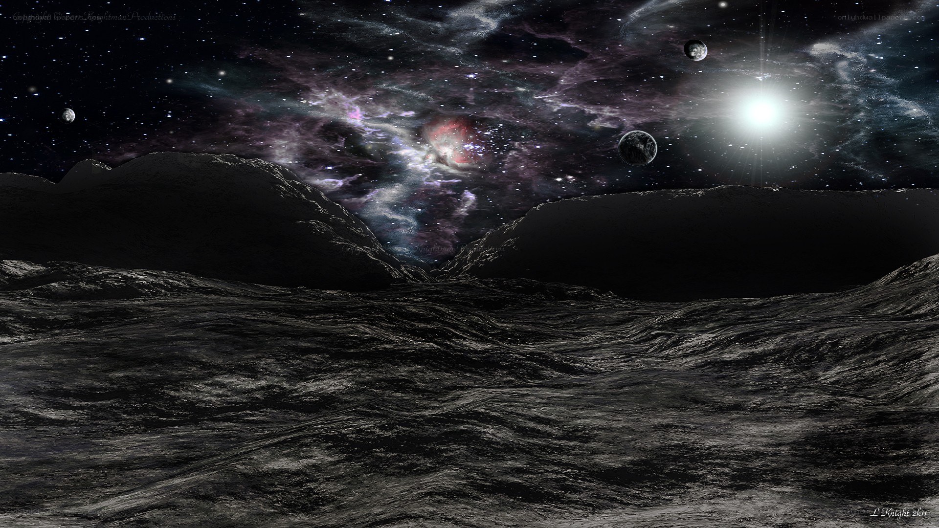 Cosmic landscape with planets