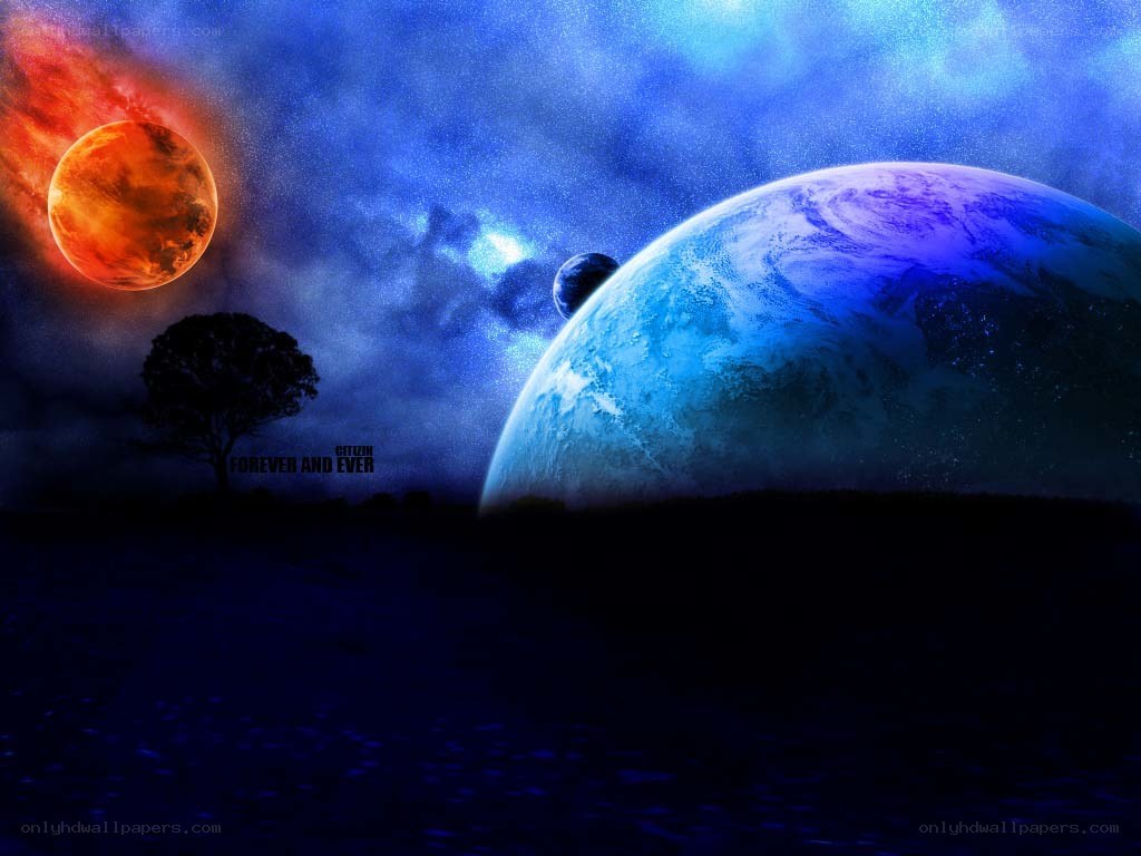 Cosmic landscape with planets