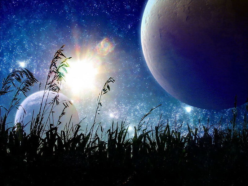 Cosmic landscape with planets