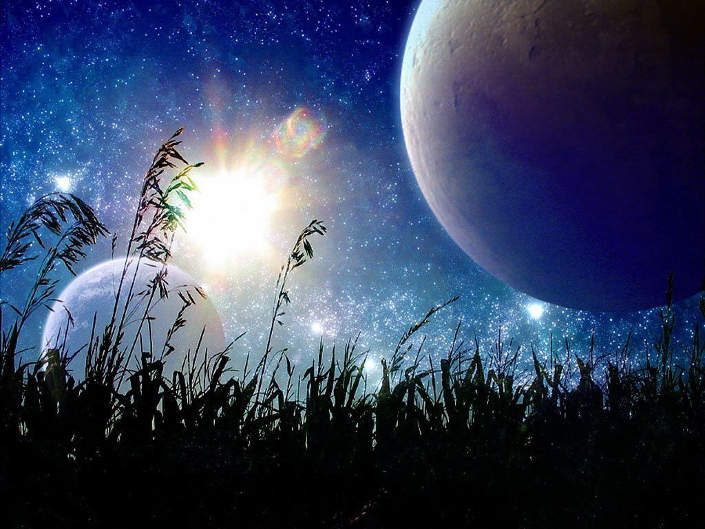 Cosmic landscape with planets