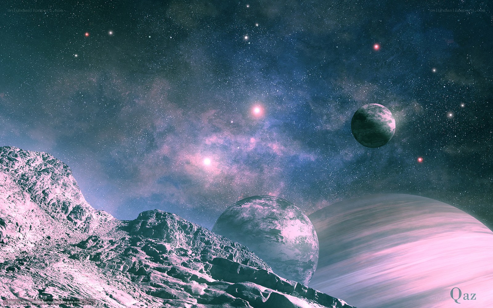 Cosmic landscape with planets