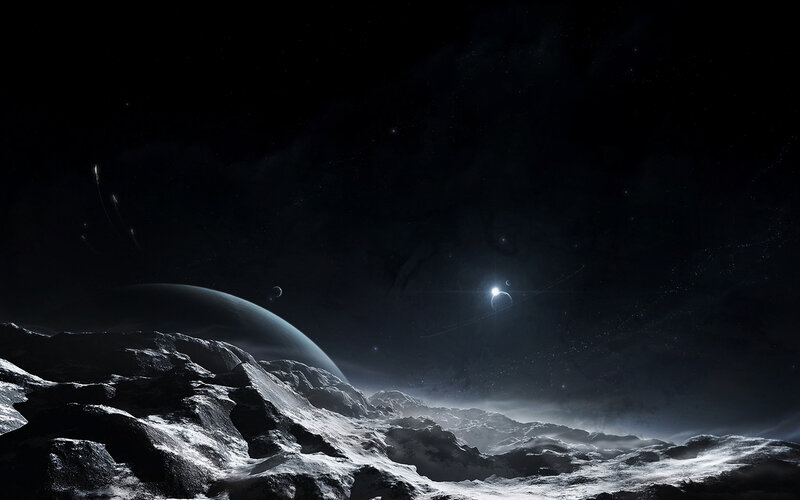 Cosmic landscape with planets