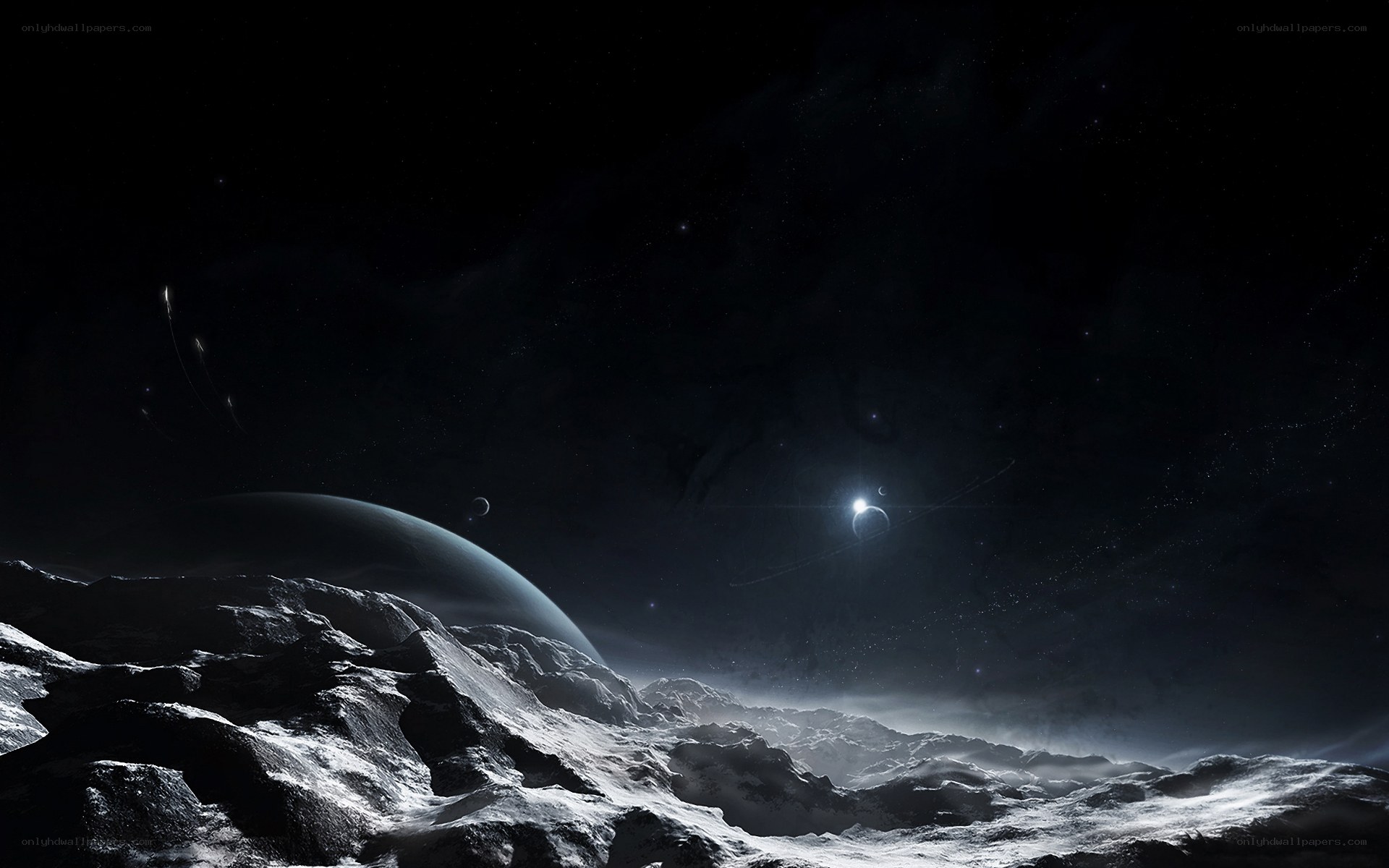 Cosmic landscape with planets
