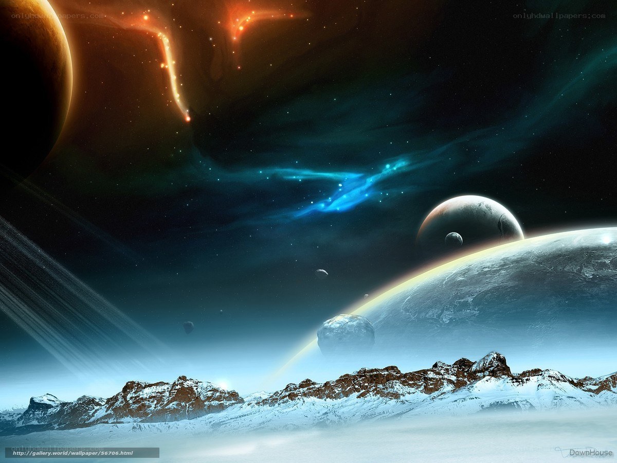 Cosmic landscape with planets