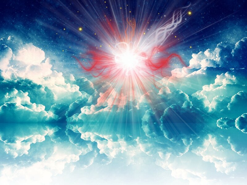Cosmic Light Burst Above Clouds