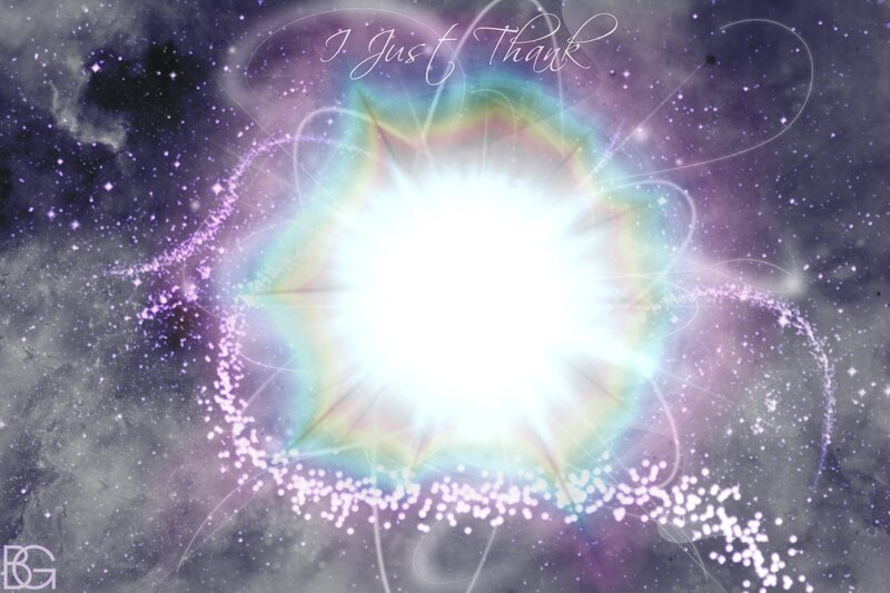 Cosmic light burst with text