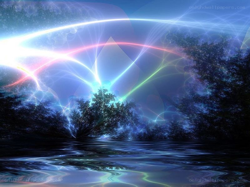 Cosmic light over a forest lake