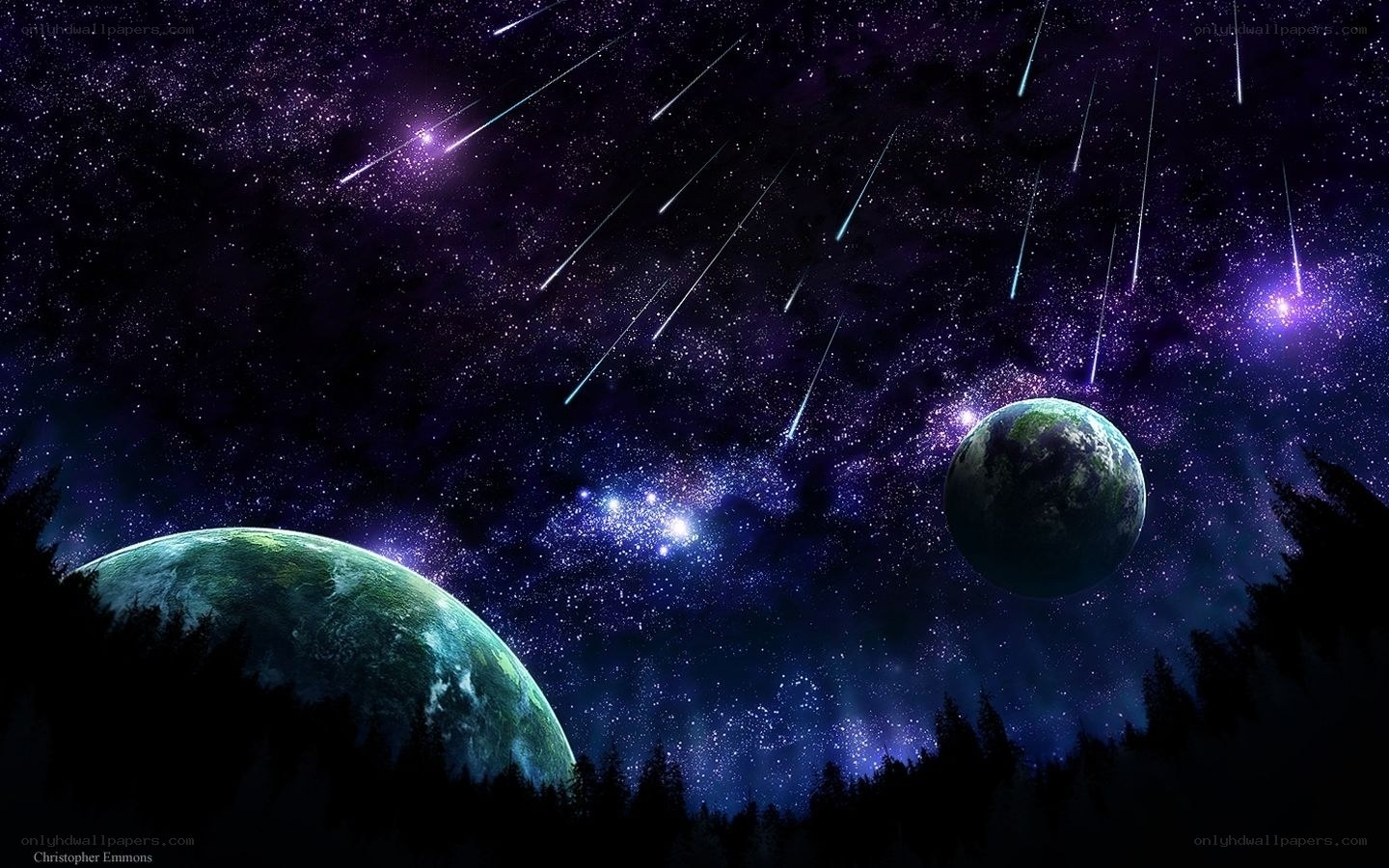 Cosmic meteor shower over alien worlds