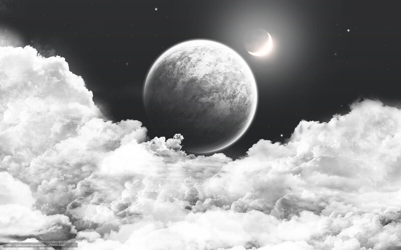 Cosmic moon over clouds