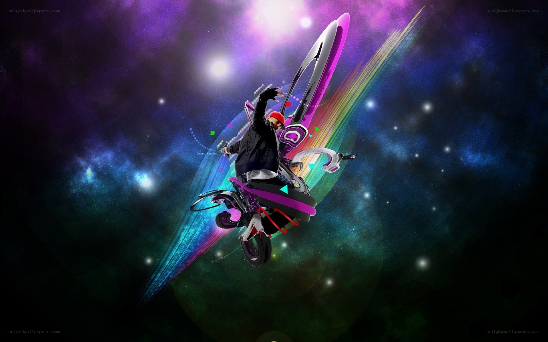 Cosmic motorcycle rider