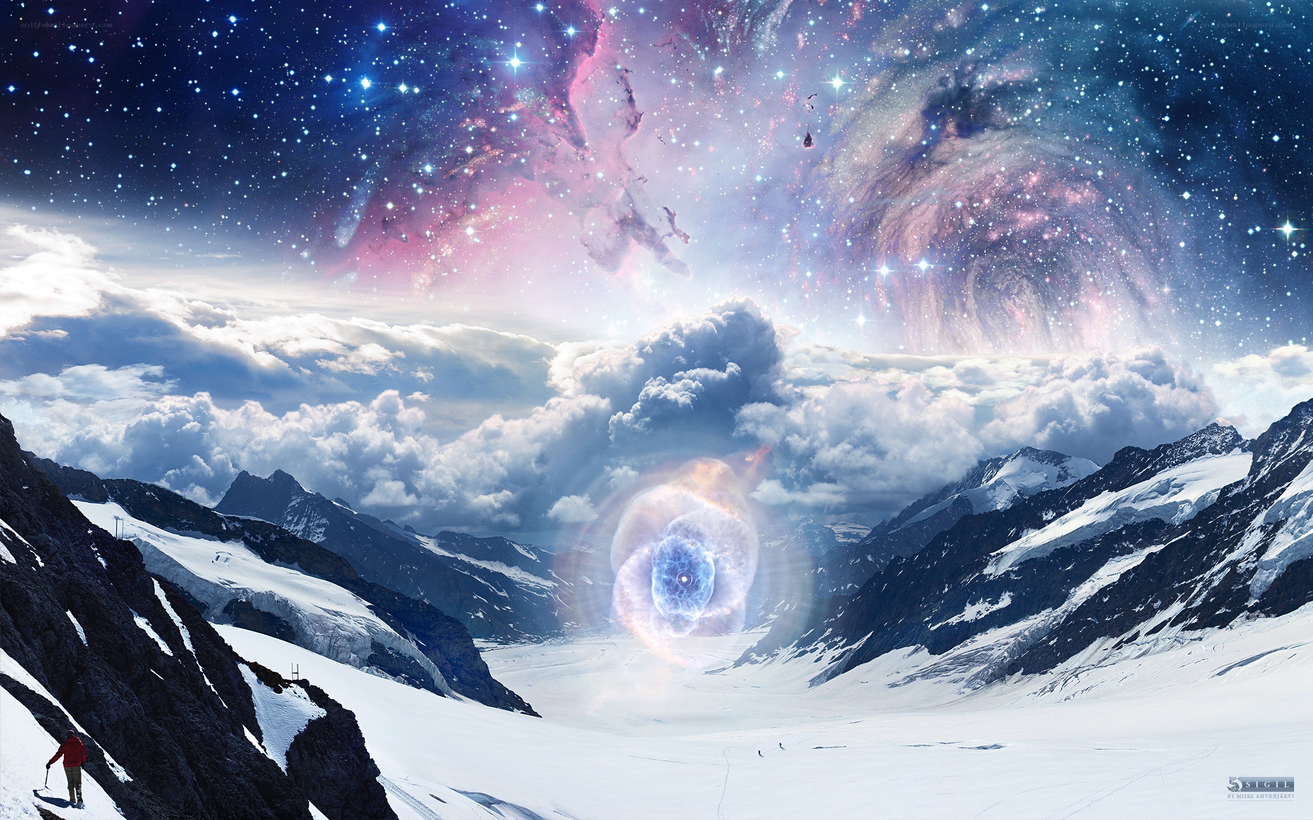 Cosmic mountain landscape