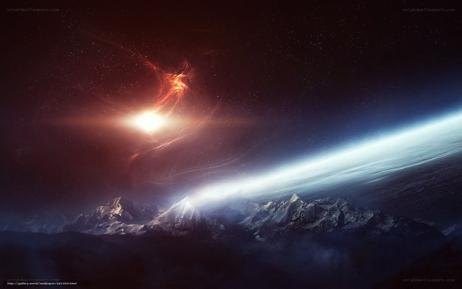 Cosmic mountain landscape