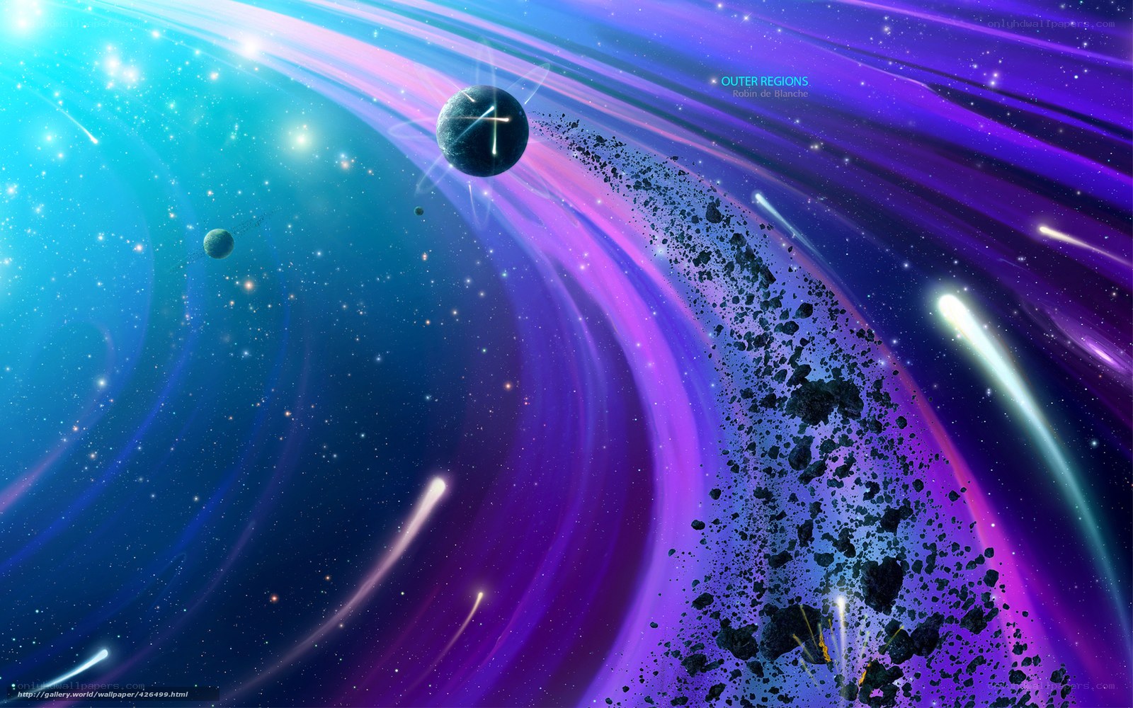 Cosmic Nebula and Asteroid Field