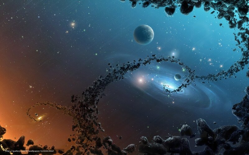Cosmic Nebula and Asteroid Field