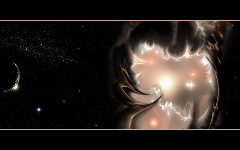 Cosmic nebula and celestial bodies