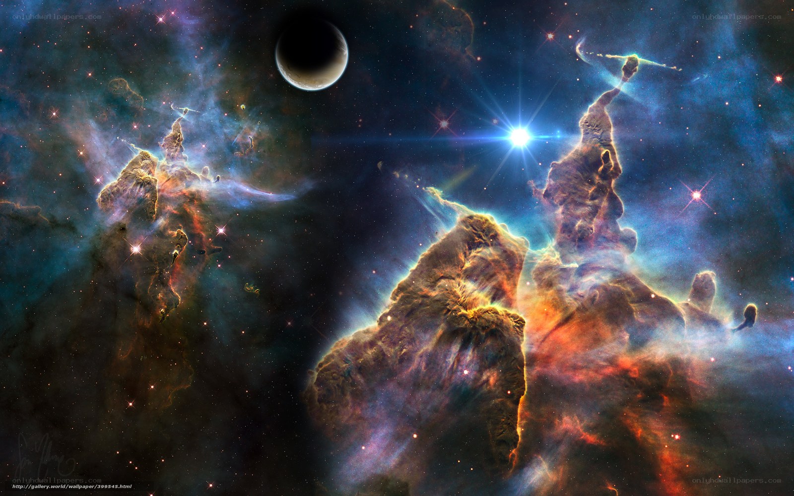 Cosmic Nebula and Celestial Bodies