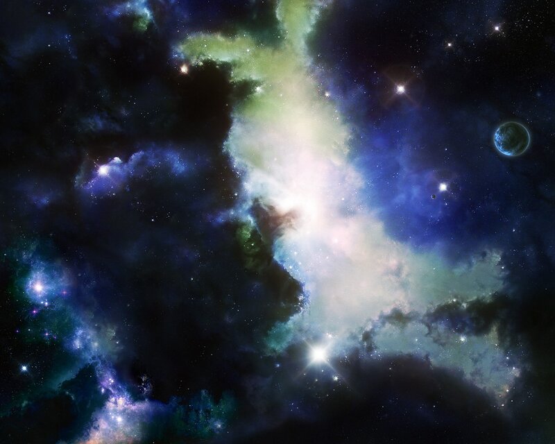 Cosmic Nebula and Distant Planet