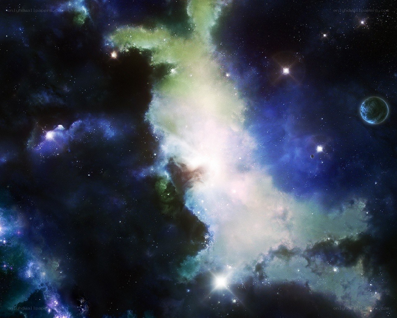 Cosmic Nebula and Distant Planet
