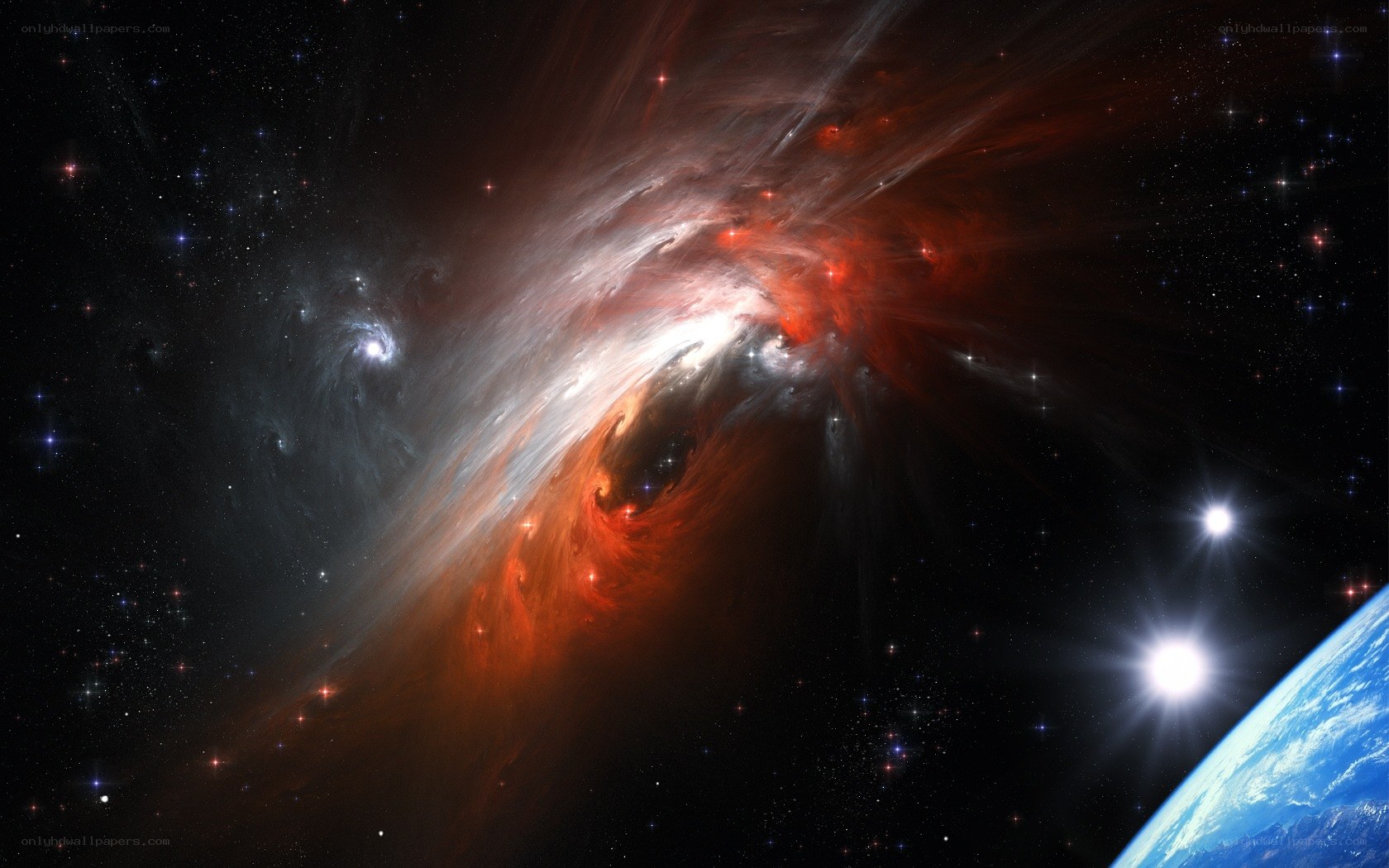 Cosmic Nebula and Earth View