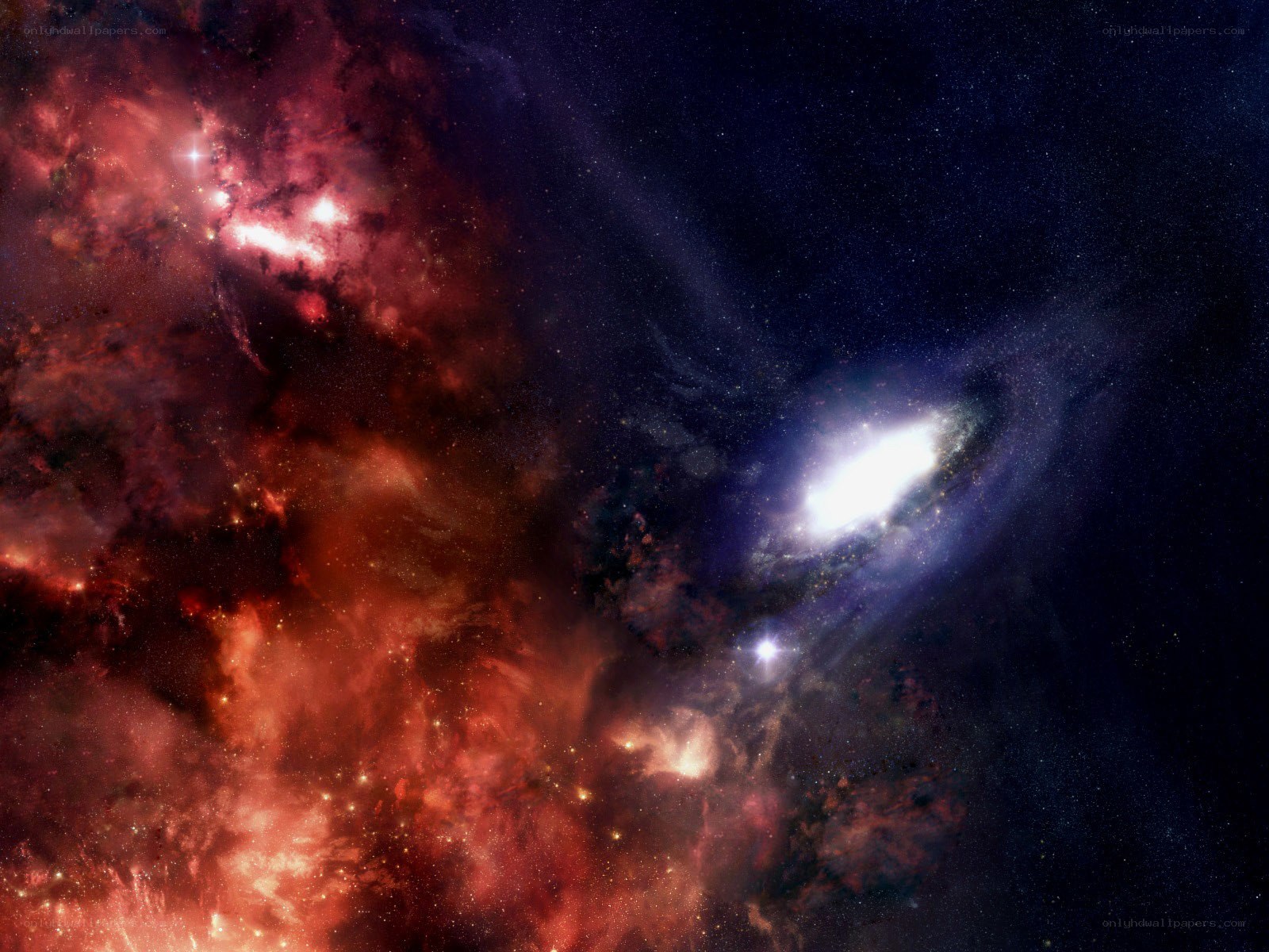 Cosmic Nebula and Galaxy