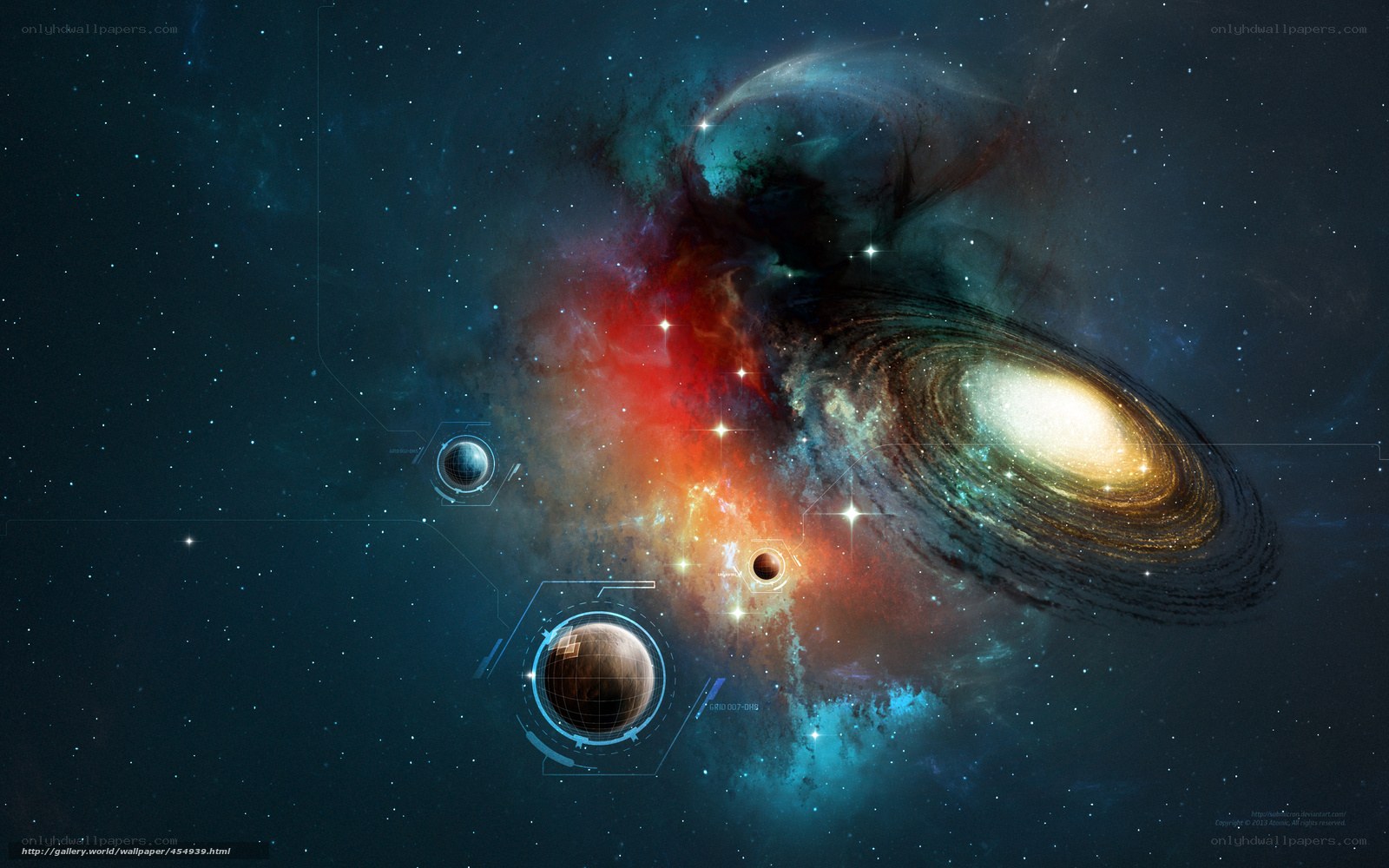 Cosmic Nebula and Galaxy