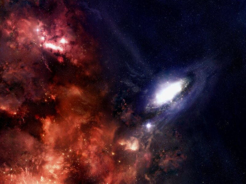 Cosmic nebula and galaxy
