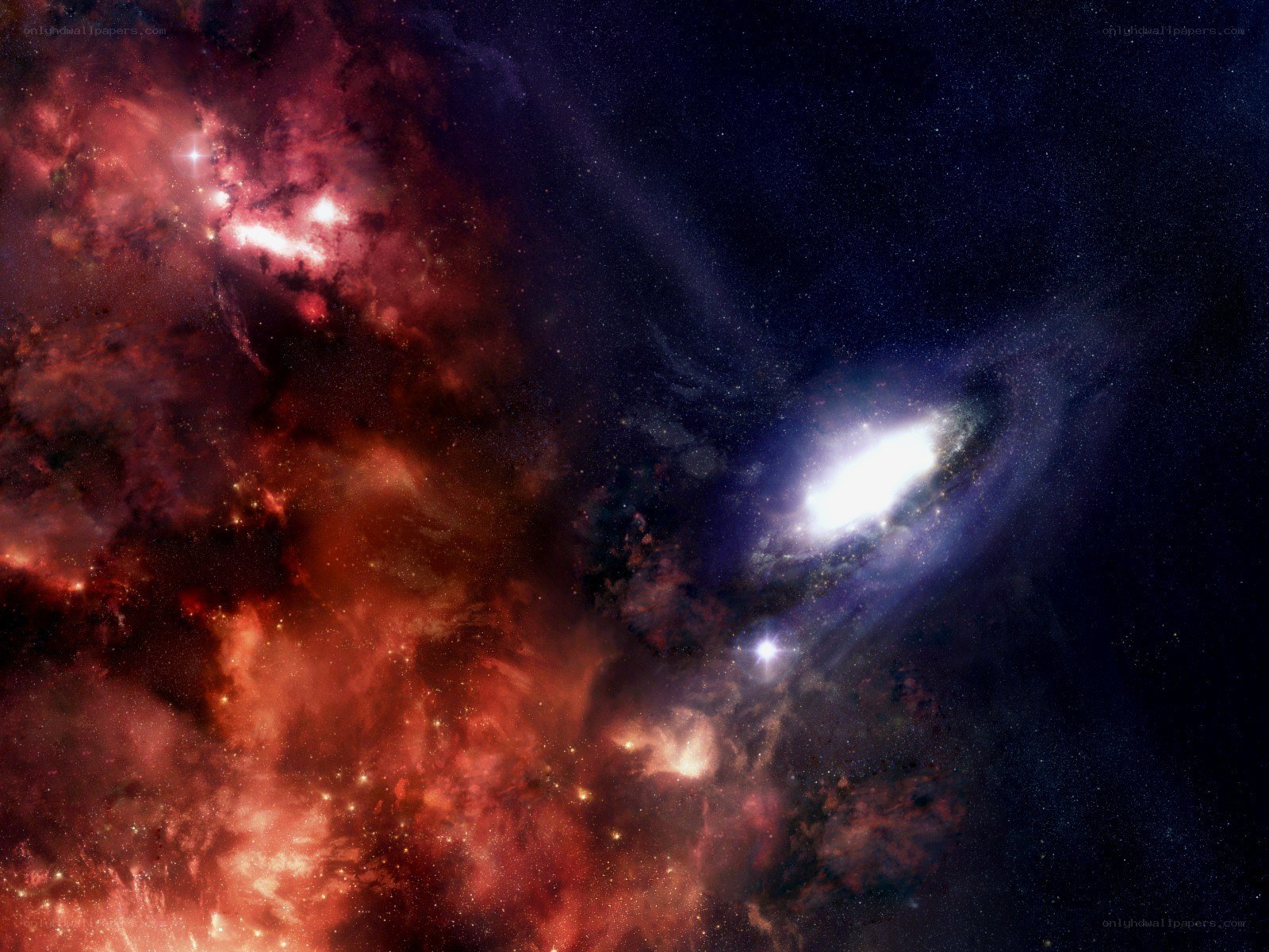 Cosmic nebula and galaxy