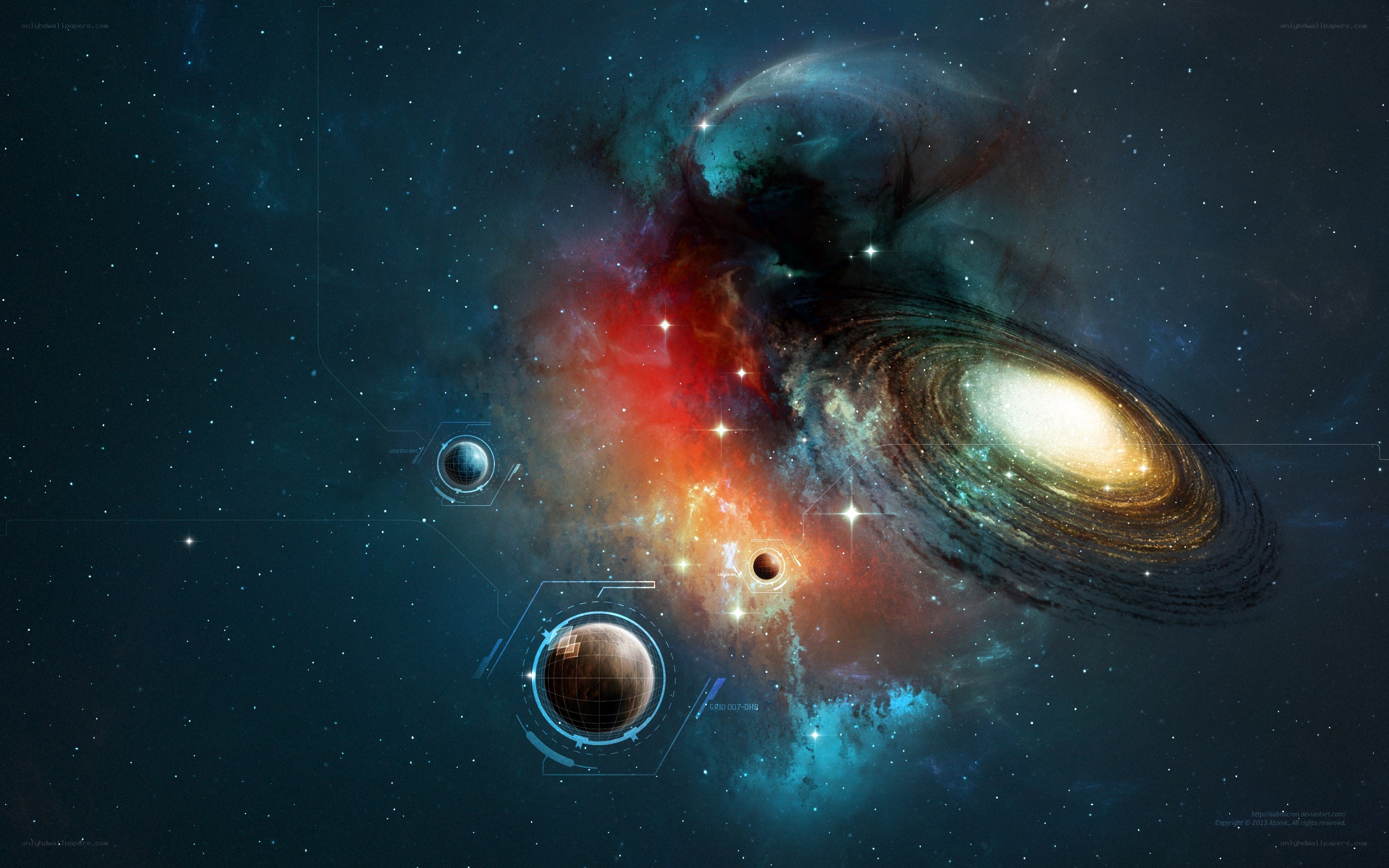 Cosmic Nebula and Galaxy
