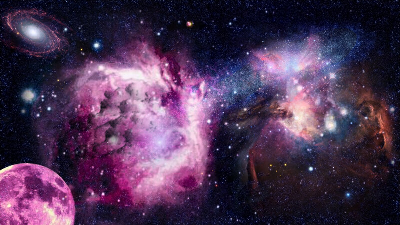 Cosmic Nebula and Galaxy — Purple