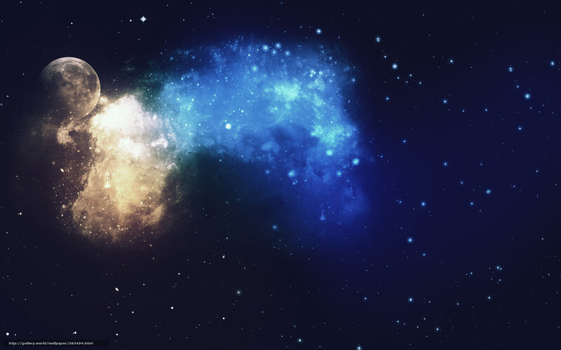 Cosmic Nebula and Moon