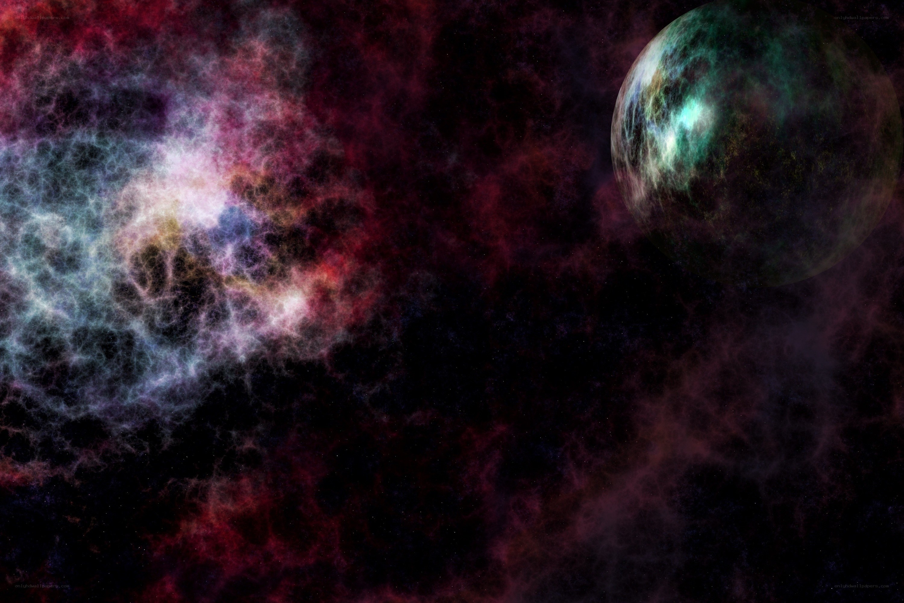 cosmic nebula and planet