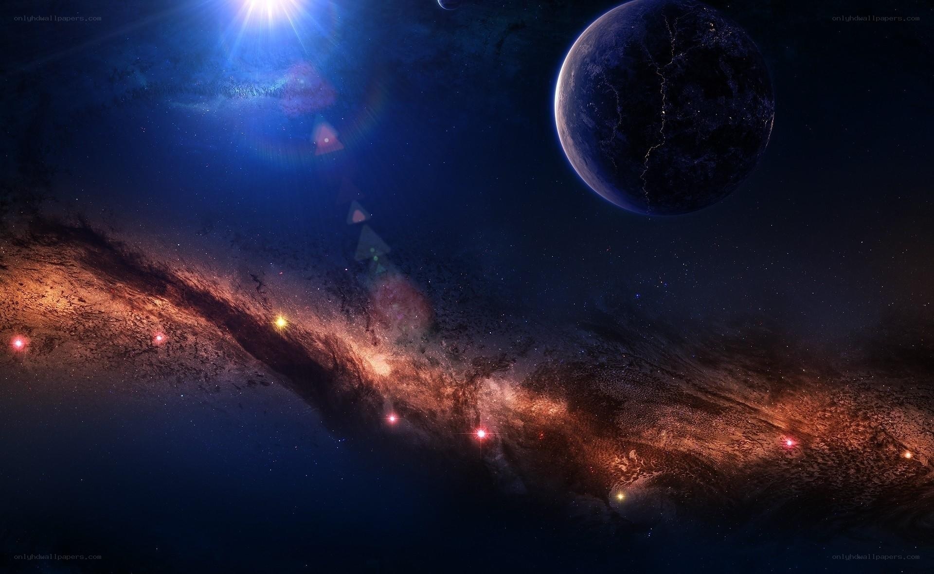 Cosmic Nebula and Planet