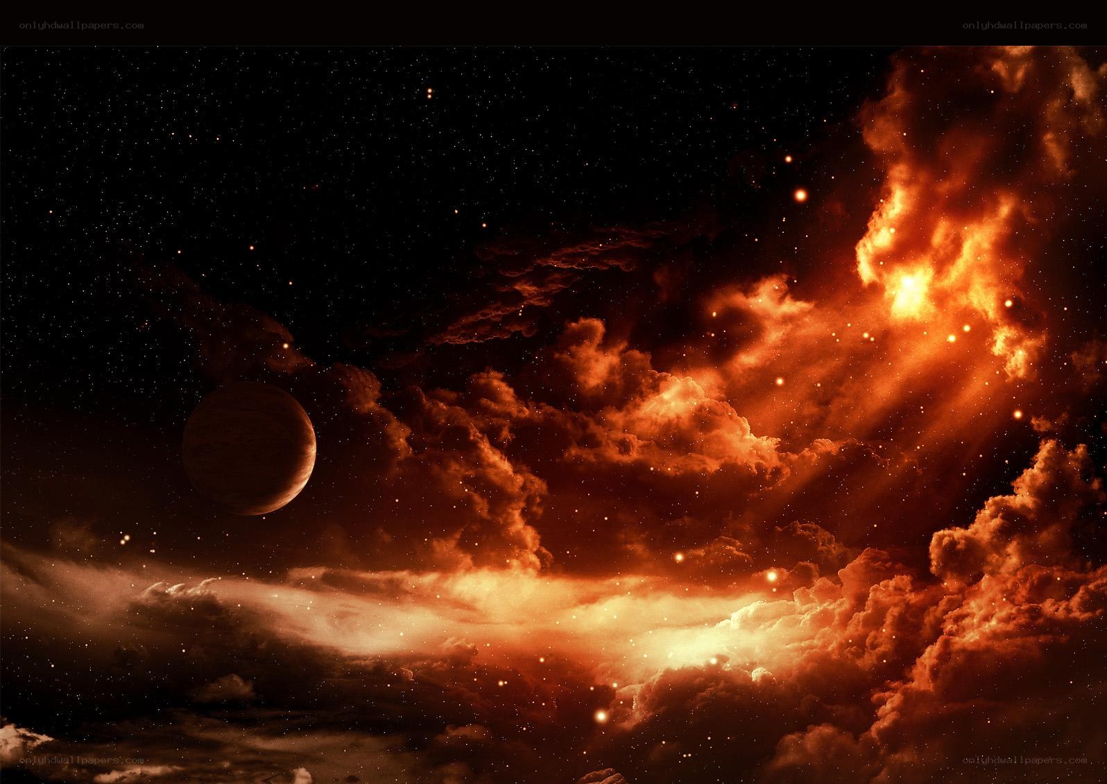 Cosmic Nebula and Planet