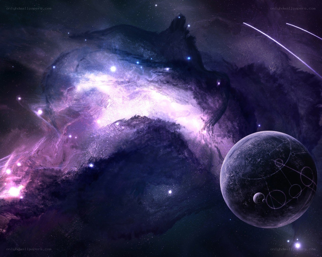 Cosmic Nebula and Planet