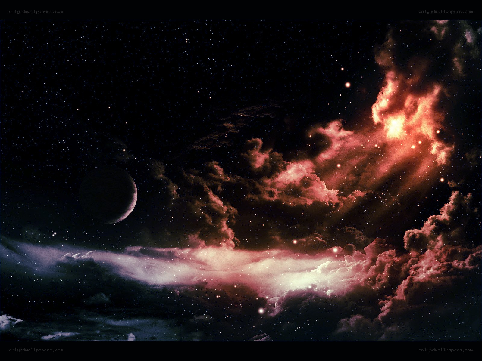 cosmic nebula and planet