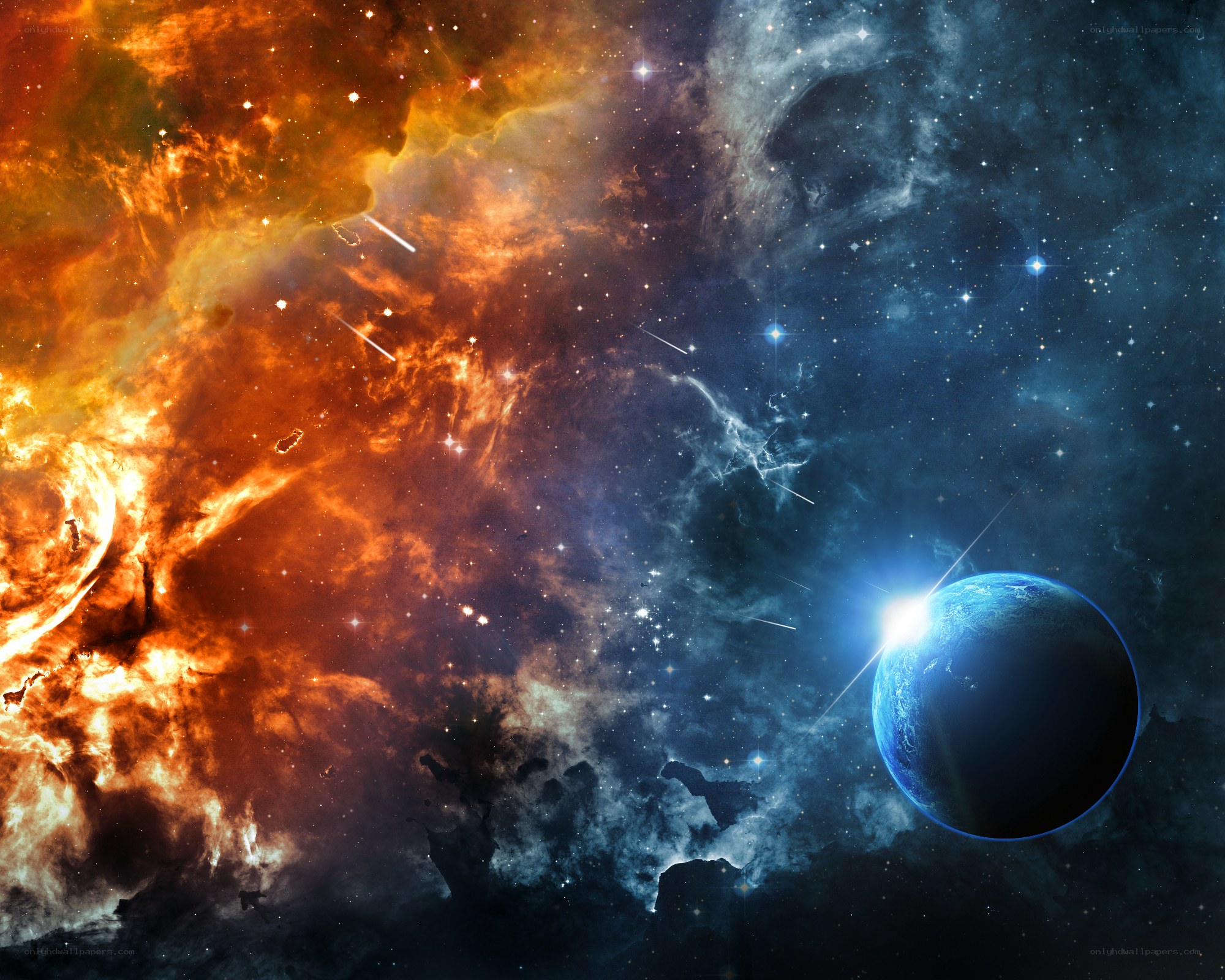 Cosmic Nebula and Planet
