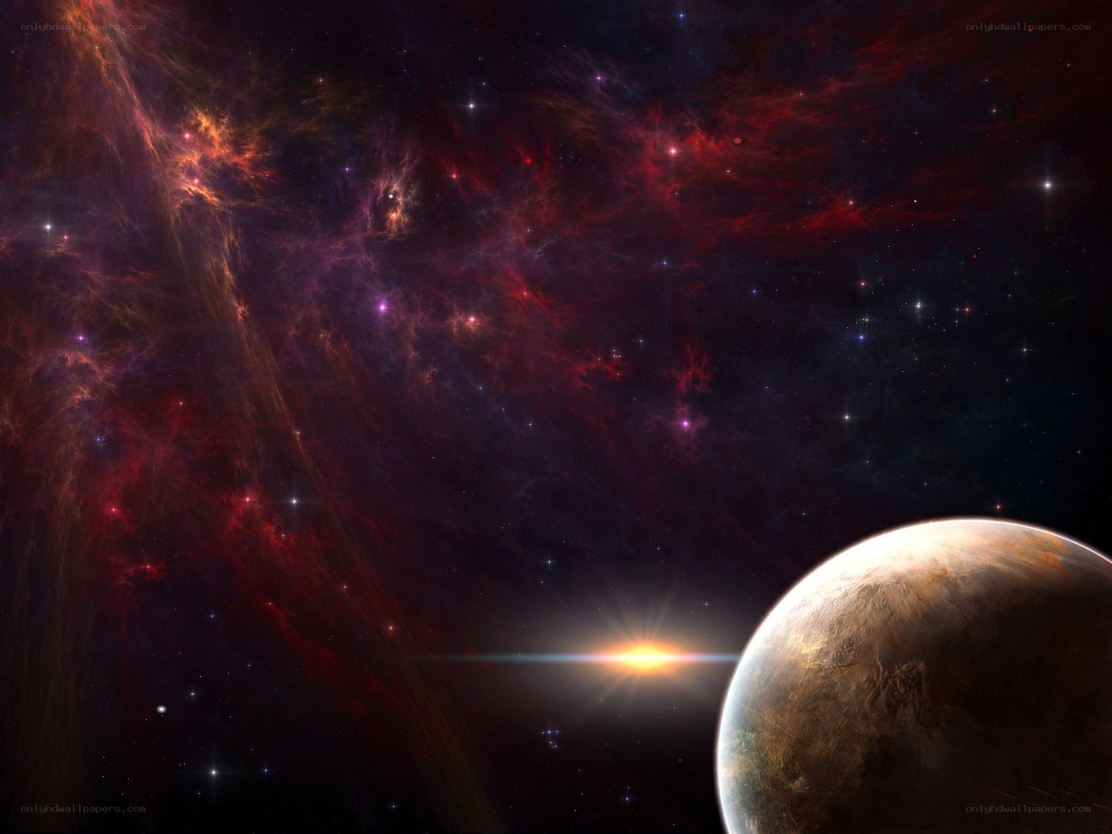 Cosmic Nebula and Planet