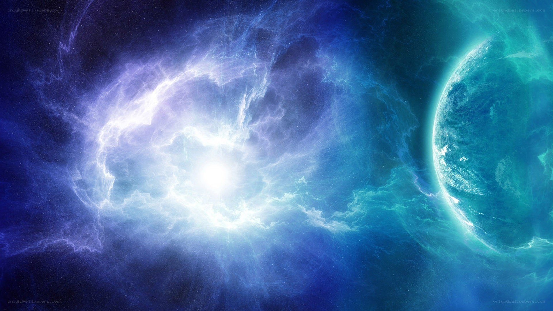 Cosmic Nebula and Planet